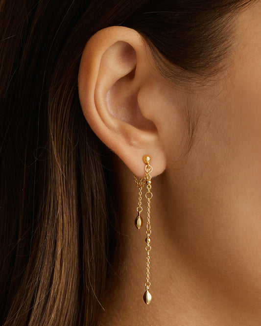 LUCK AND LOVE CHAIN EARRINGS - GOLD