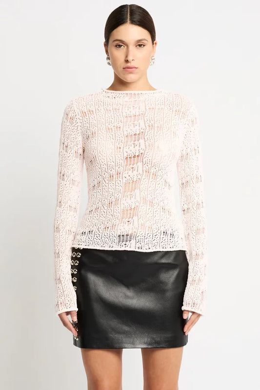 LADDERED LADY KNIT TOP - PINK