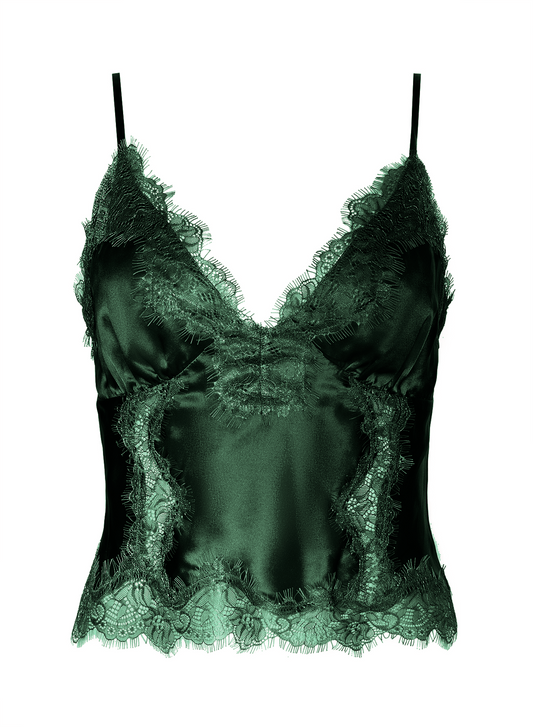*PREORDER* KIMBER LACE CAMISOLE - FOREST GREEN