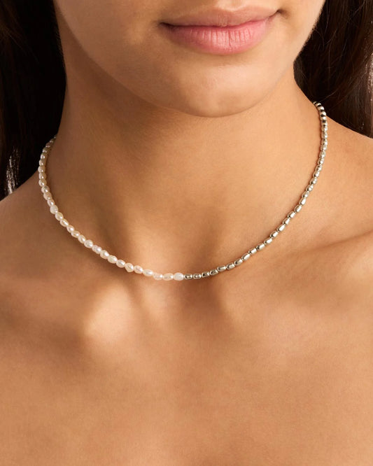BY YOUR SIDE PEARL CHOKER - SILVER