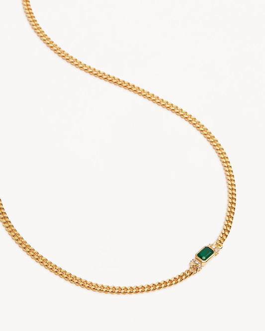STRENGTH WITHIN GREEN ONYX CURB CHOKER - GOLD