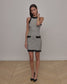 ALANNA KNIT SHIFT DRESS - WHITE/BLACK