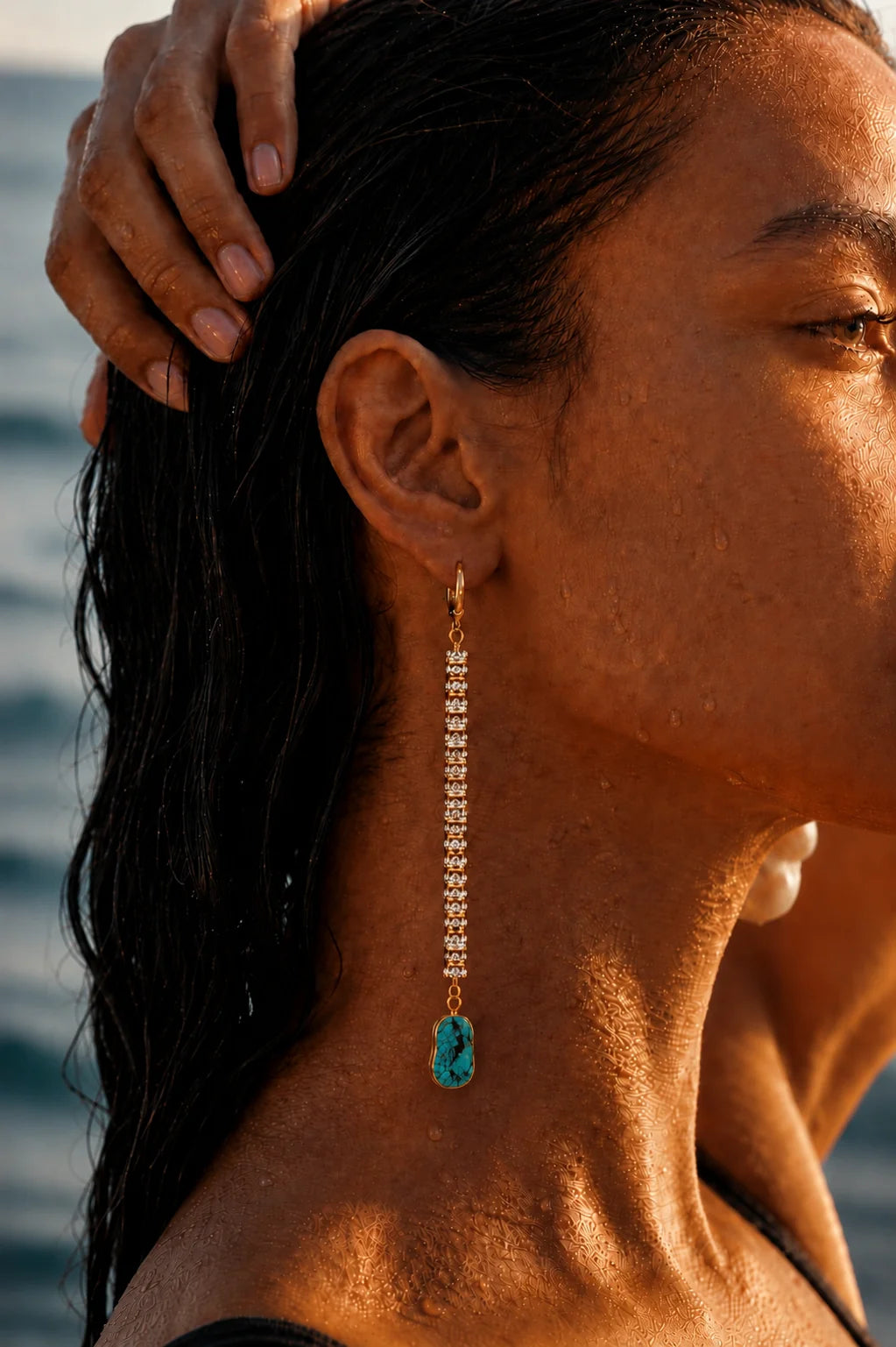 *PREORDER* GOLDEN HOUR CRYSTAL TURQUOISE EARRINGS
