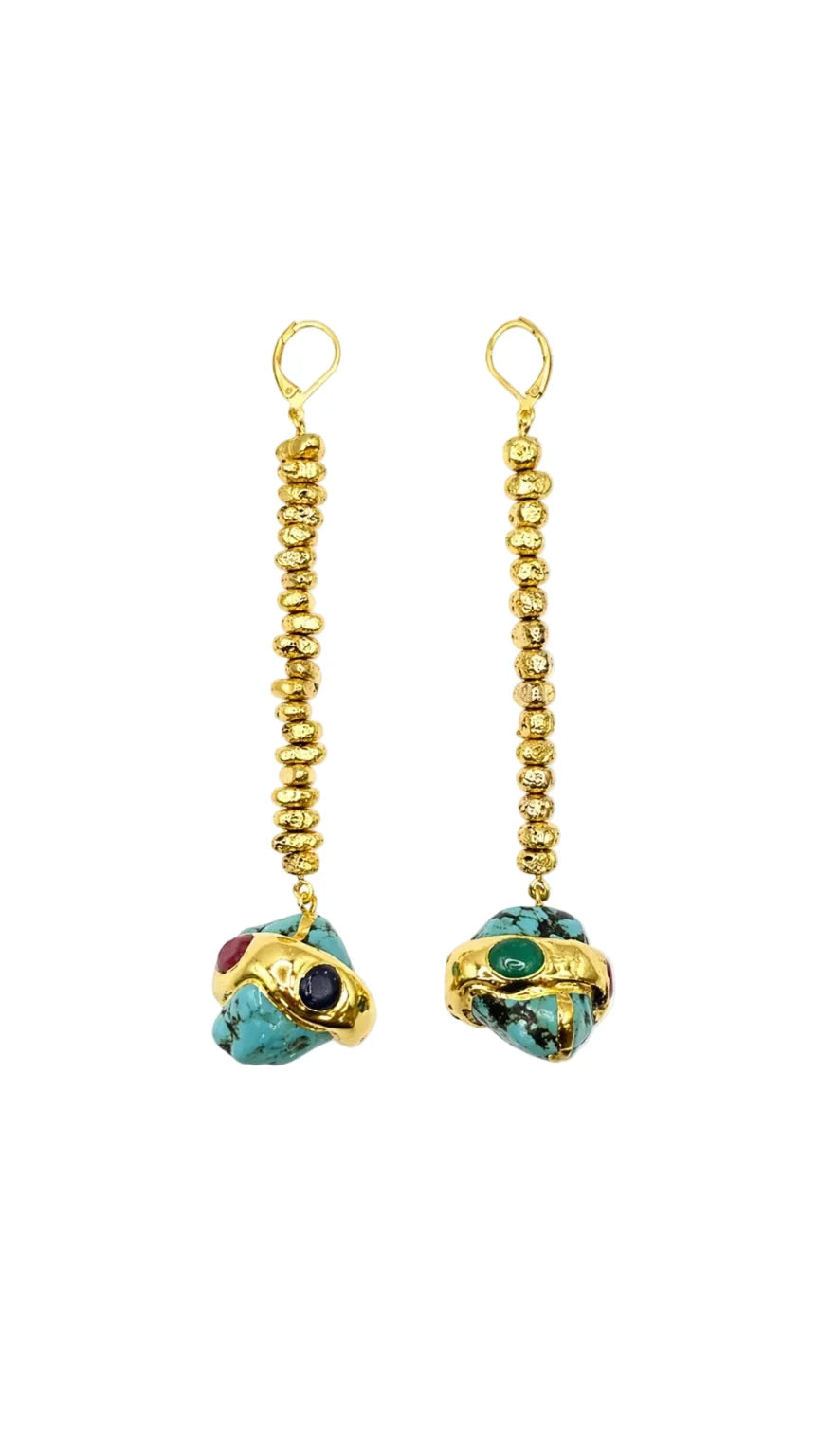 *PREORDER* CAPRI GEM GOLD DROP TURQUOISE EARRINGS