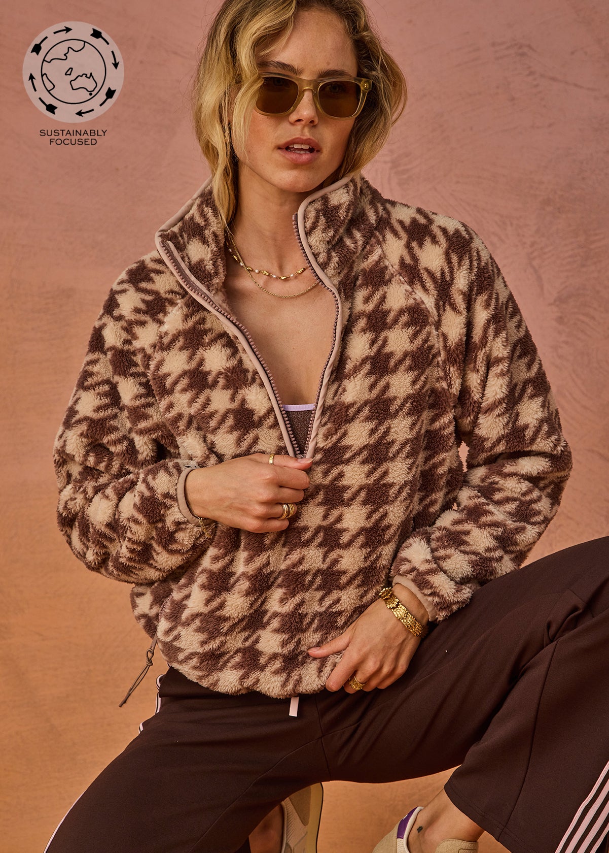 PALACIO HARLOW FLEECE PULLOVER - CHECK
