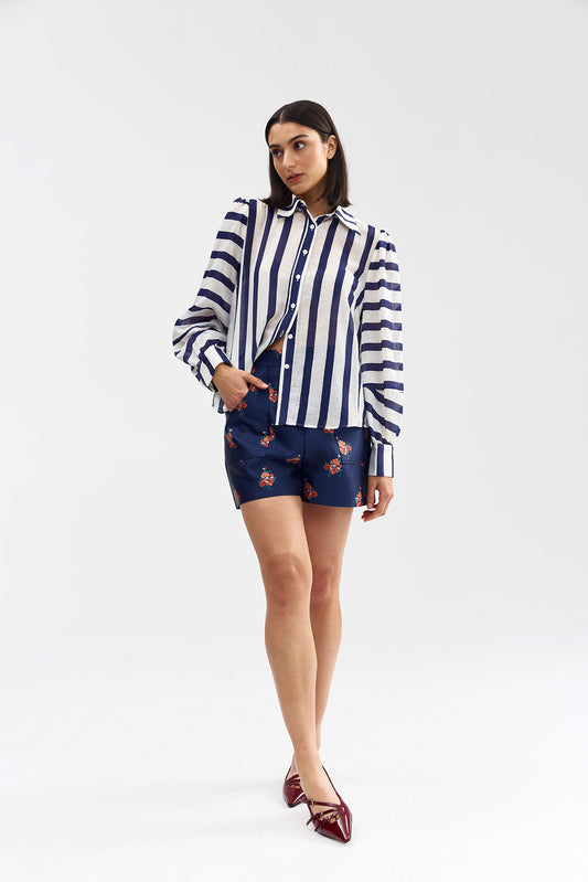 CELINA BLOUSE - ROYAL STRIPE