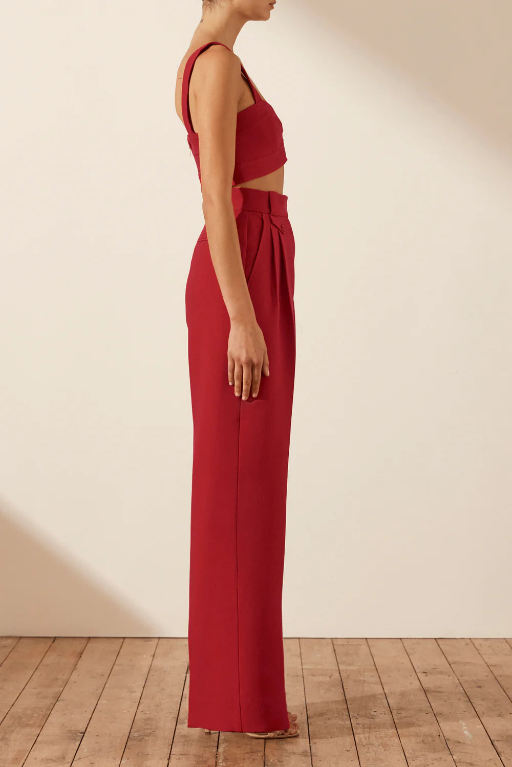 IRENA HIGHWAISTED TAILORED PANT - ROMA RED