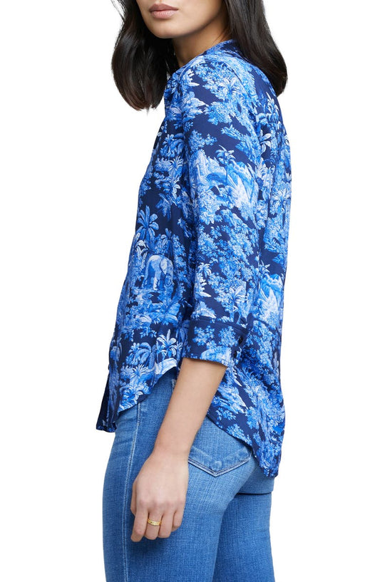 CAMILLE 3/4 SLEEVE BLOSE - MIDNIGHT TROPICAL TOILE