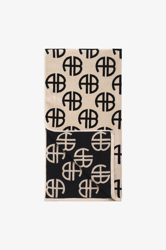 BAHIA TOWEL - BEIGE MONOGRAM PRINT