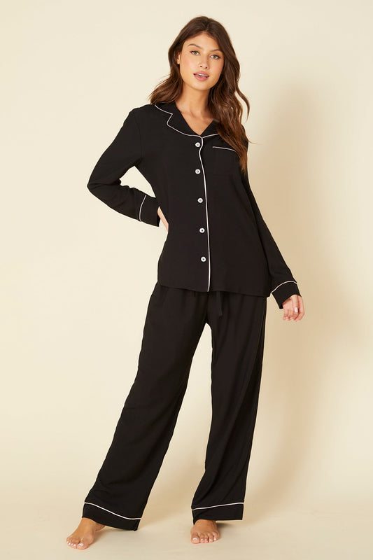 BELLA PJ SET - BLACK/IVORY