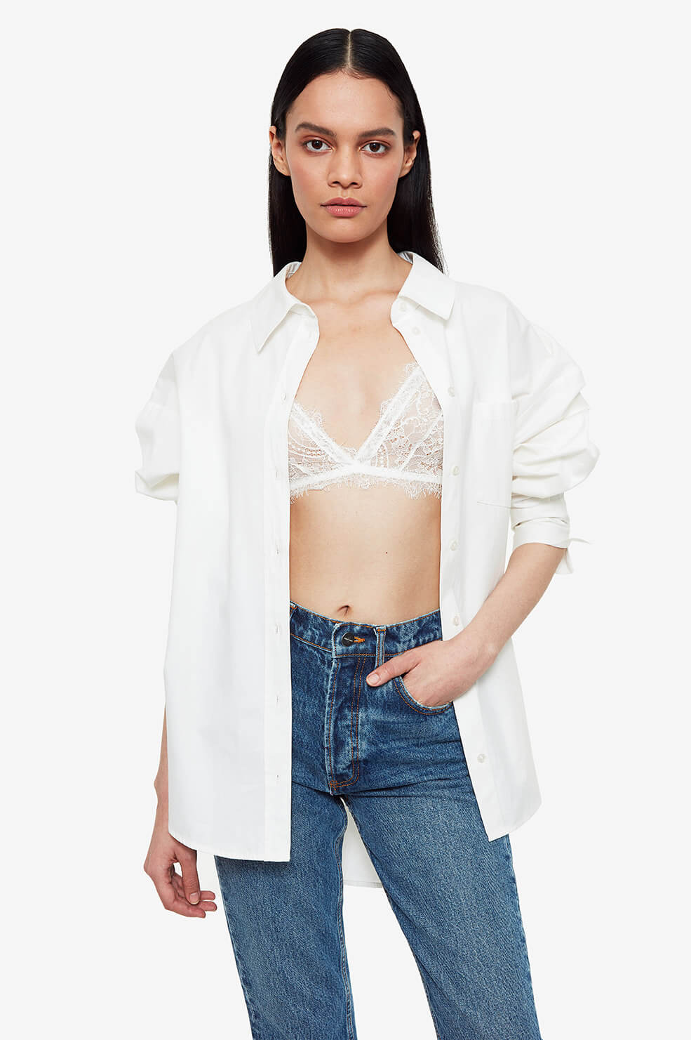 LACE BRA WITH TRIM - IVORY