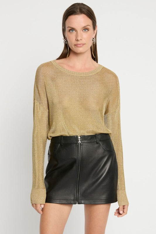 MAD ABOUT METALLIC KNIT TOP - GOLD